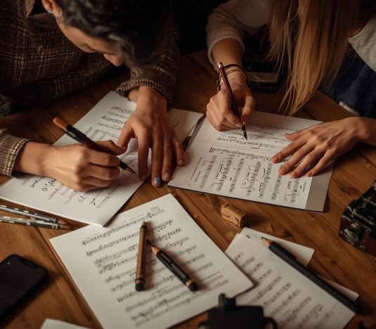 bild wie 2 menschen einen song schreiben